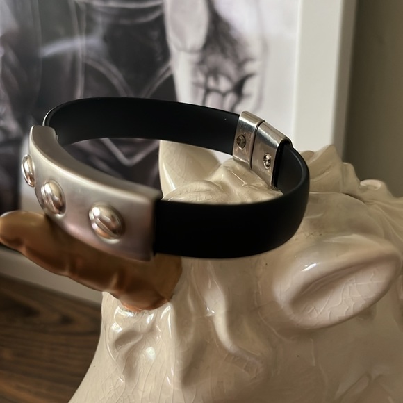 Black Rubber and Silver Bracelet - Picture 2 of 9